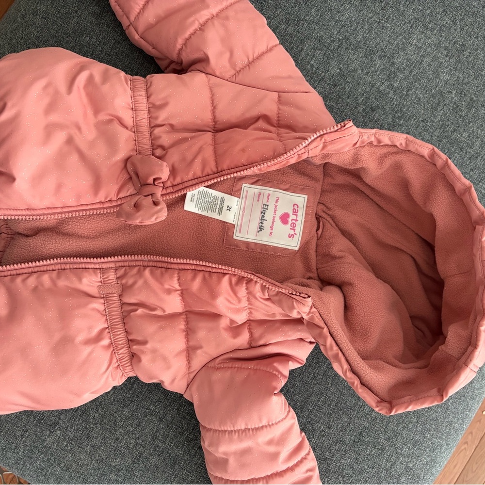 Carter's Pink Puffer Hooded Jacket for Kids